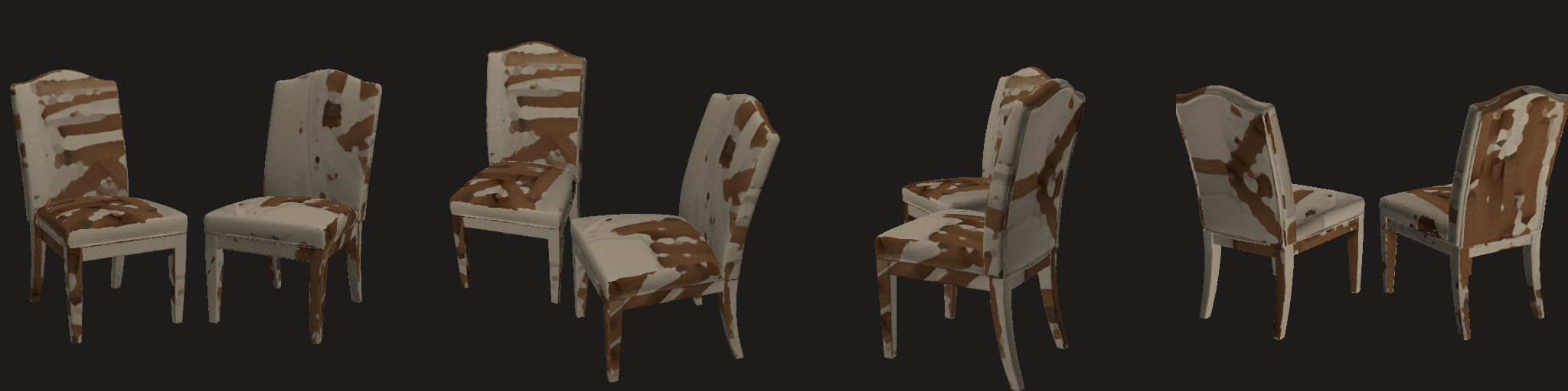 reexport: four views (texture lookups mirrored in v in this session's strips; use the rotatable model for materials)