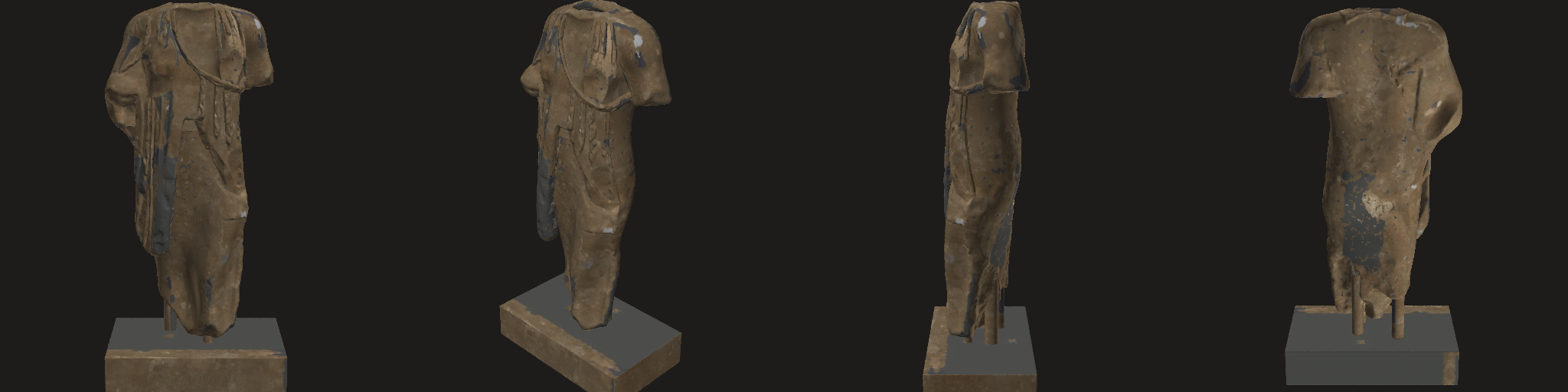 cold: four views (texture lookups mirrored in v in this session's strips; use the rotatable model for materials)