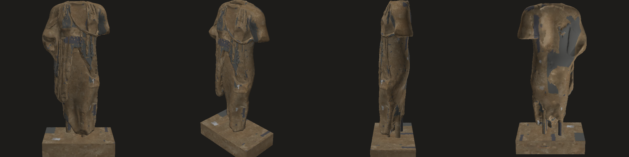 captured: four views (texture lookups mirrored in v in this session's strips; use the rotatable model for materials)