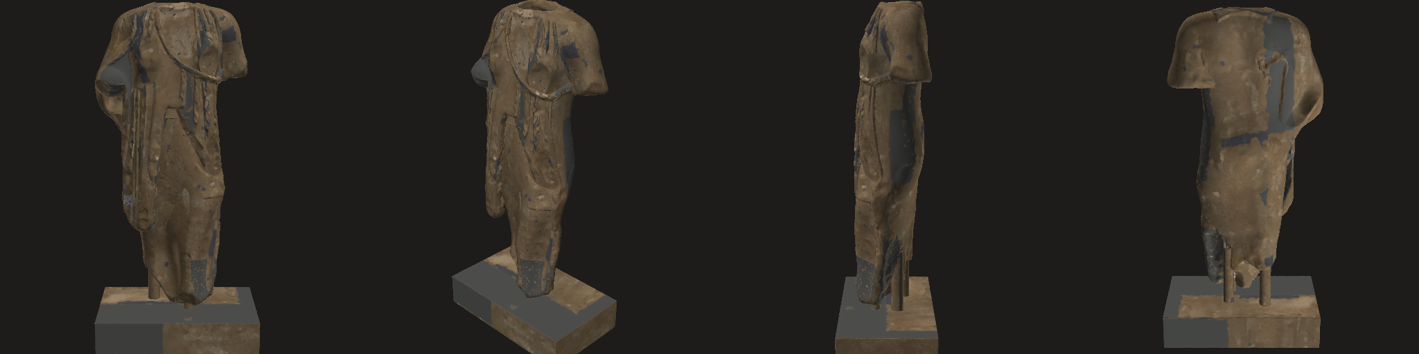 generate: four views (texture lookups mirrored in v in this session's strips; use the rotatable model for materials)