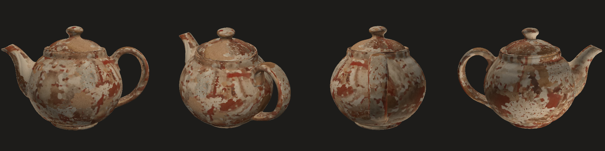 captured: four views (texture lookups mirrored in v in this session's strips; use the rotatable model for materials)